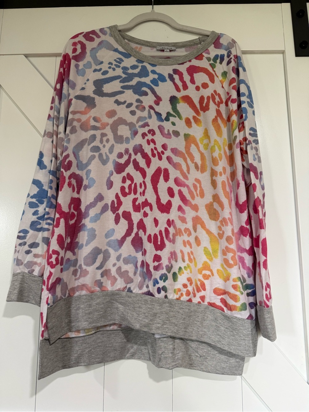 white birch Multicolor Rainbow Leopard Print Long Sleeve Top